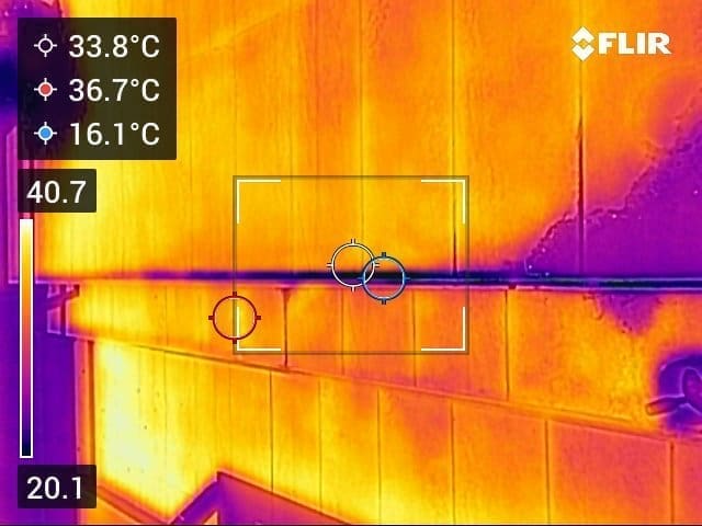 A thermal scan of the balcony indicates a big difference in temperature indicating a leak
